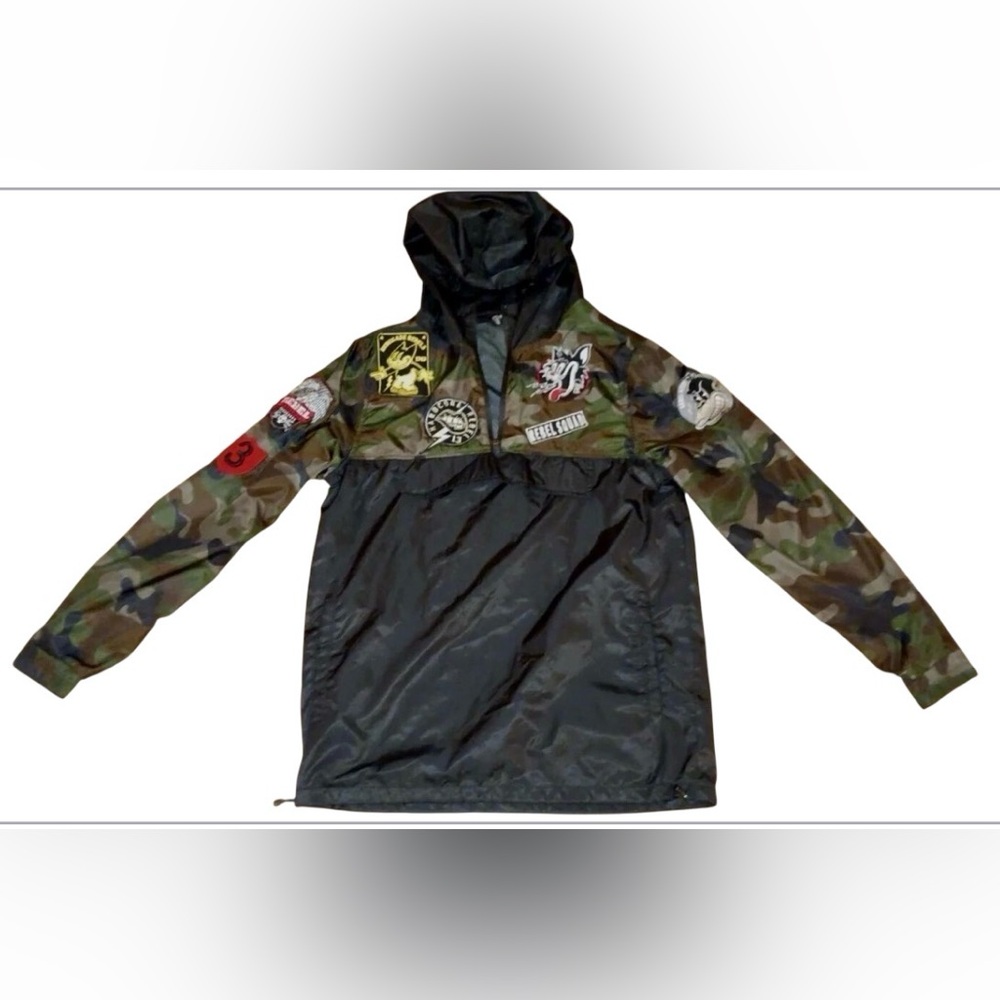 Rebel Minds Camouflage Hooded Jacket with Patches